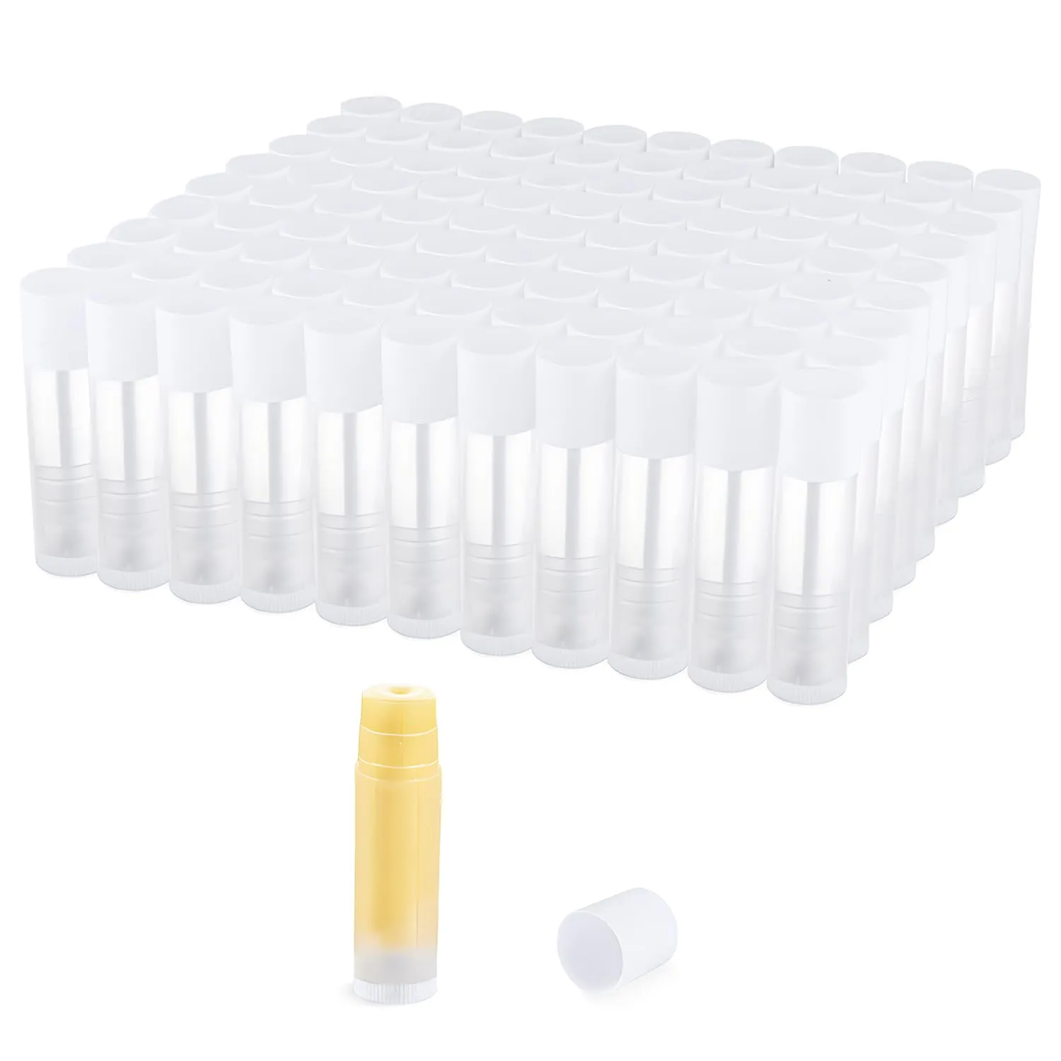 100 Pcs 5.5ml Bulk Empty Lip Balm Tubes Refillable Plastic Lip Gloss Container Travel Lipstick Tubes Chapstick Tubes Holder For DIY Homemade Lip Balm (clear)