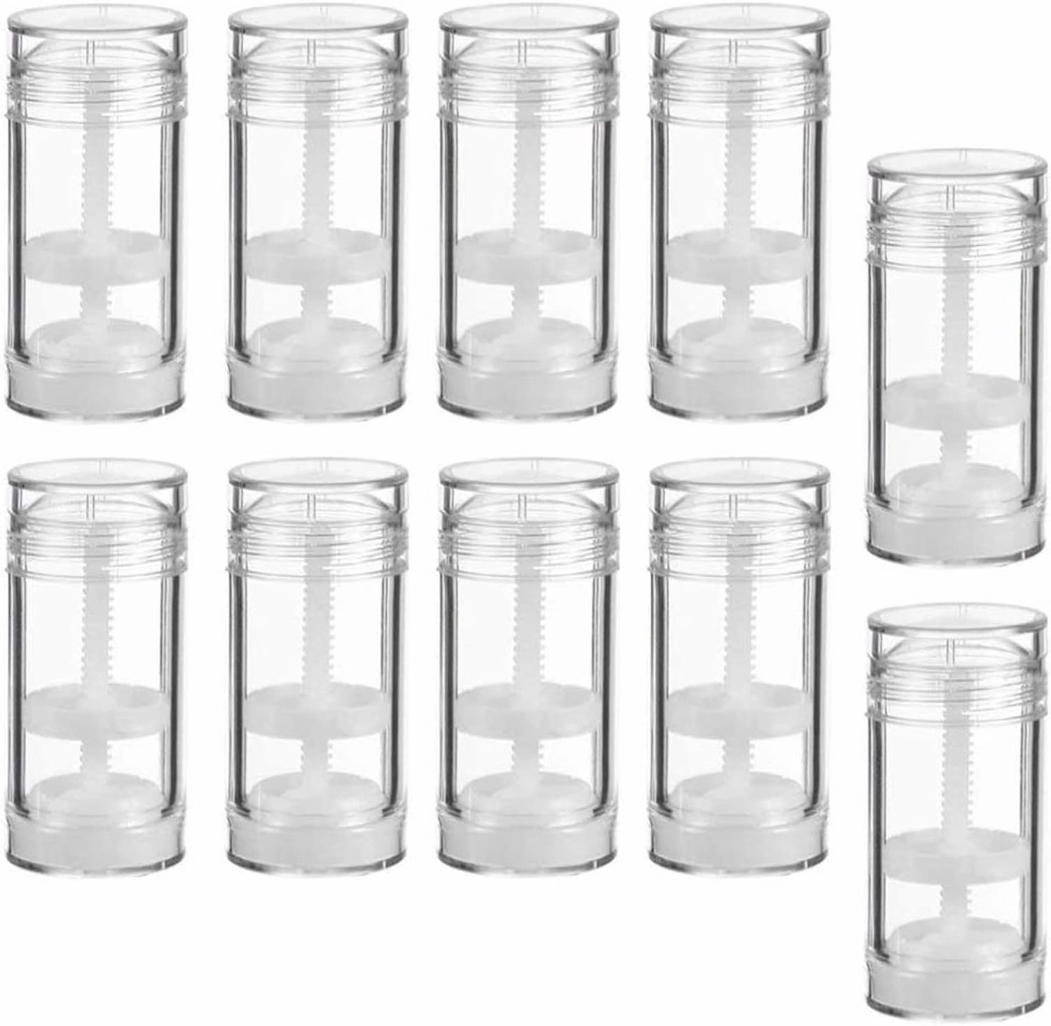 10 PCS 30ml Round Empty Deodorant Containers Bottom-fill Clear Lip Balm Tubes Deodorant Stick Plastic Refillable 1 Oz Deodorant Bottle Holder DIY Lipstick Crayon Chapstick (RoundTubes001)