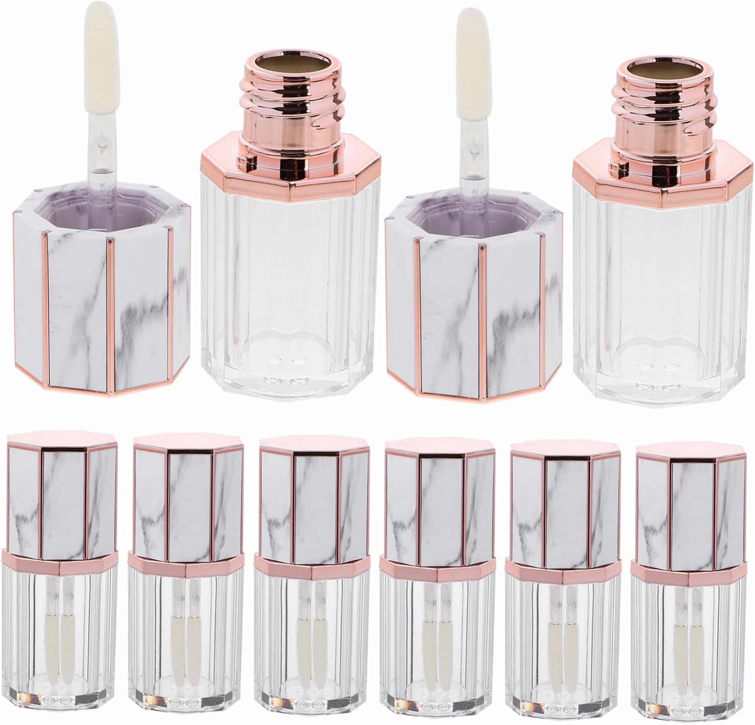 10Pcs Empty Lip Gloss Containers DIY Lip Gloss Bottles with Marble Design Portable Makeup Tubes for Daily Use present for Friends and Travel
