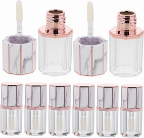 10Pcs Empty Lip Gloss Containers DIY Lip Gloss Bottles with Marble Design Portable Makeup Tubes for Daily Use present for Friends and Travel