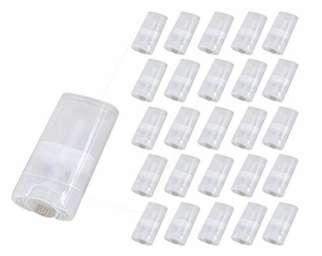 15 ML Clear Empty Plastic Oval Deodorant Containers Lip Balm Tubes for Lipstick, Crayon,chapstick,homemade Lip Balm,BPA Free (25 Pcs)