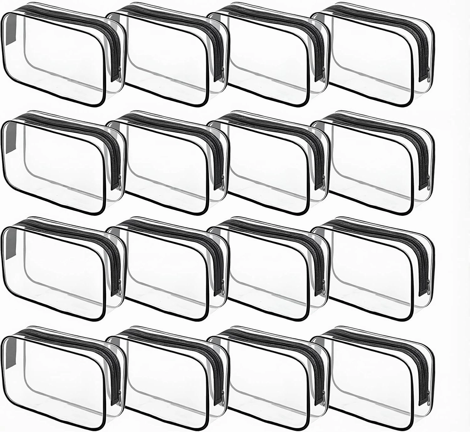 16 Packs Clear Makeup Bag - Waterproof Cosmetic Bag, Portable Travel Makeup Bag with Zipper for Men and Women