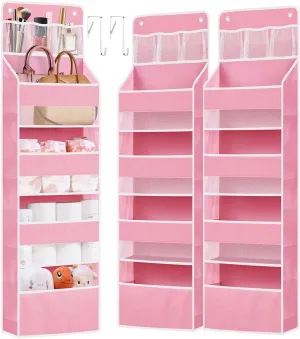 2 Pack Over Door Organizer, Behind Door Hanging Organizer with Clear Window 4 Large Capacity Pockets, Foldable Over The Door Storage Organizer for Bedroom Nursery Kids Toys