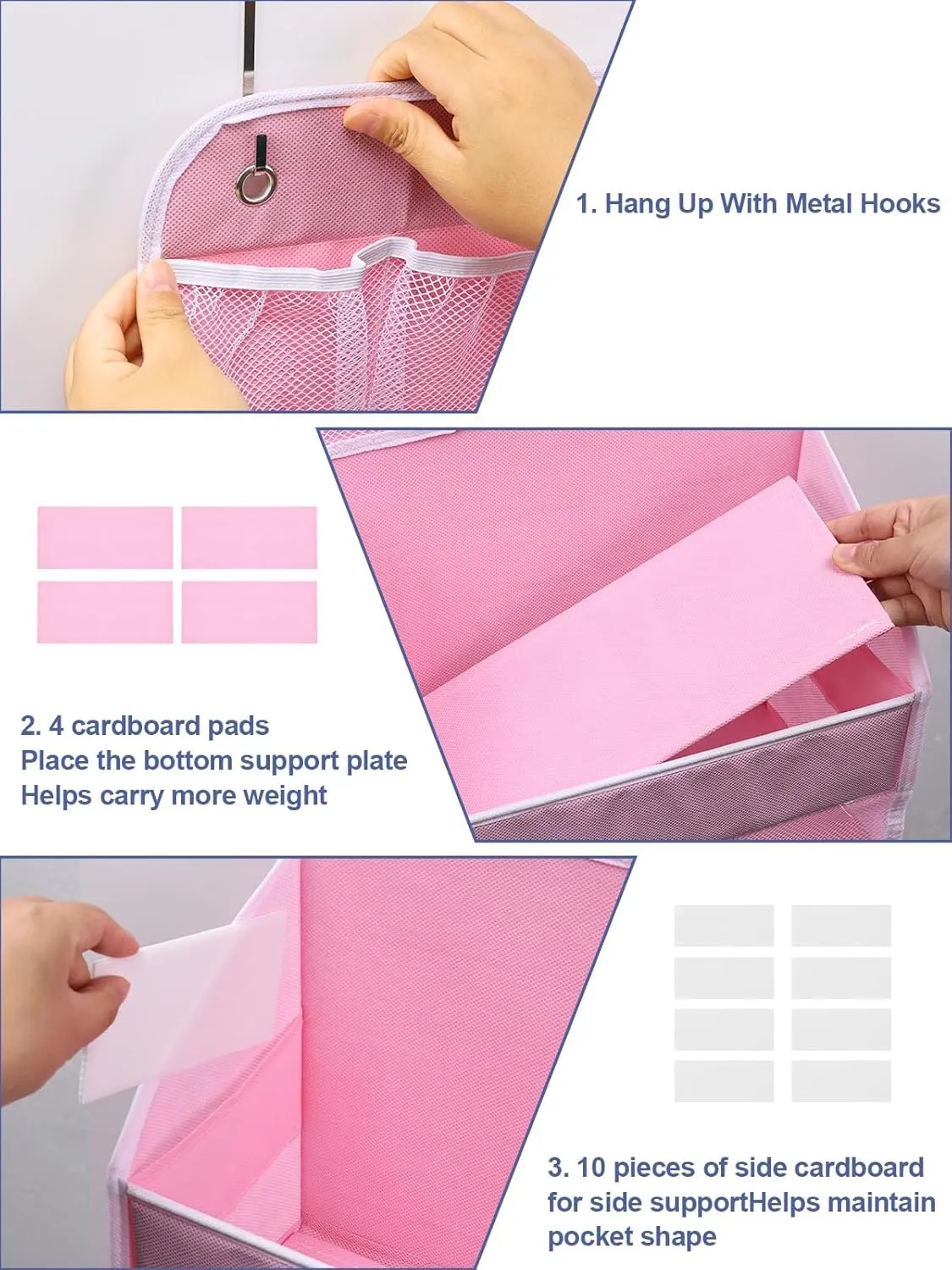 2 Pack Over Door Organizer, Behind Door Hanging Organizer with Clear Window 4 Large Capacity Pockets, Foldable Over The Door Storage Organizer for Bedroom Nursery Kids Toys