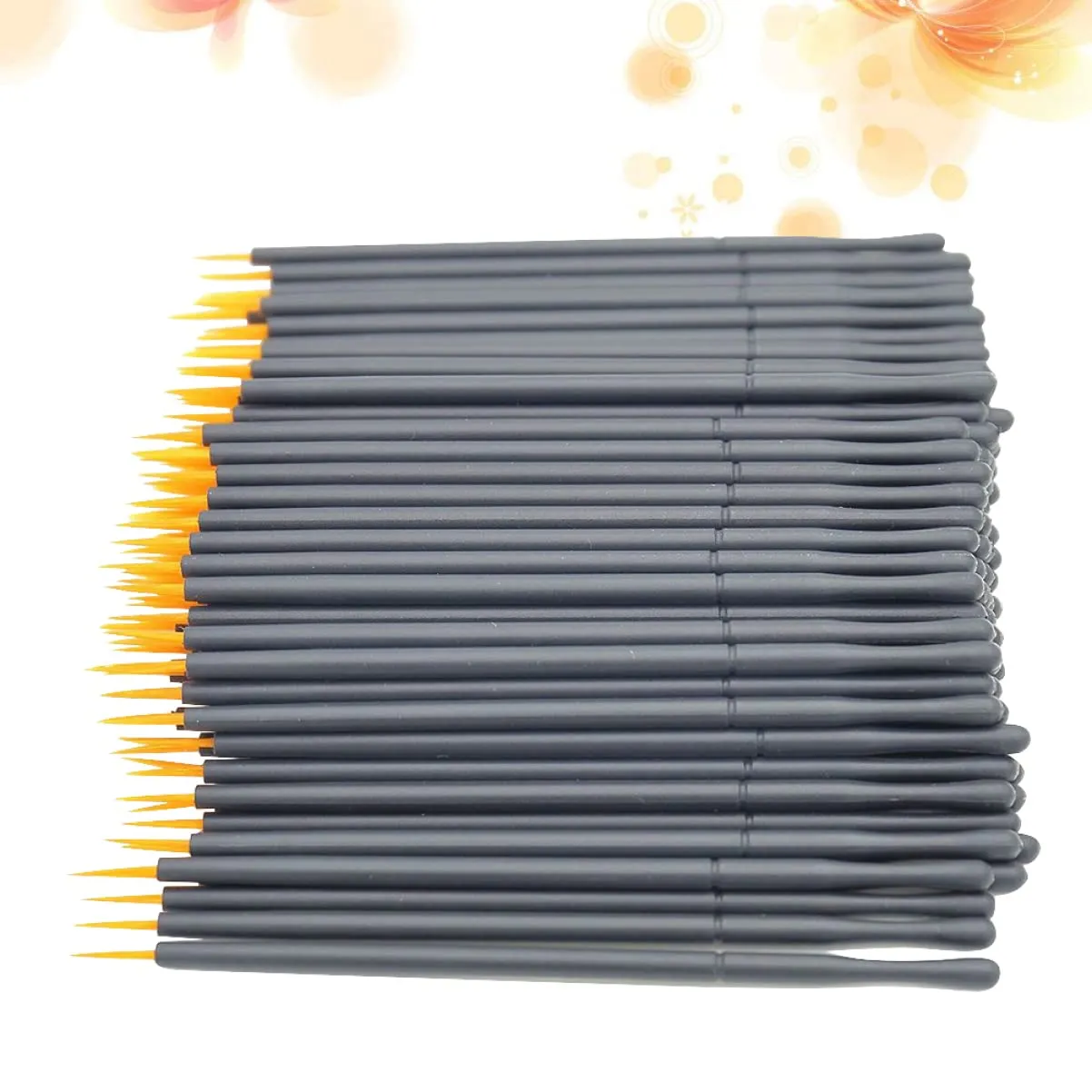 200pcs Disposable Eyeliner Lipstick Applicators Black and Orange Handles Precision Applicators for Liquid Eyeliner Lip Gloss and Eye Makeup for Professional and Home Use
