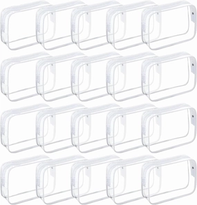 20 Packs Clear Cosmetics Bags for Women Men Waterproof Toiletry Bags PVC Makeup Bags Organizer Case with Zipper for Travel Bathroom (White)