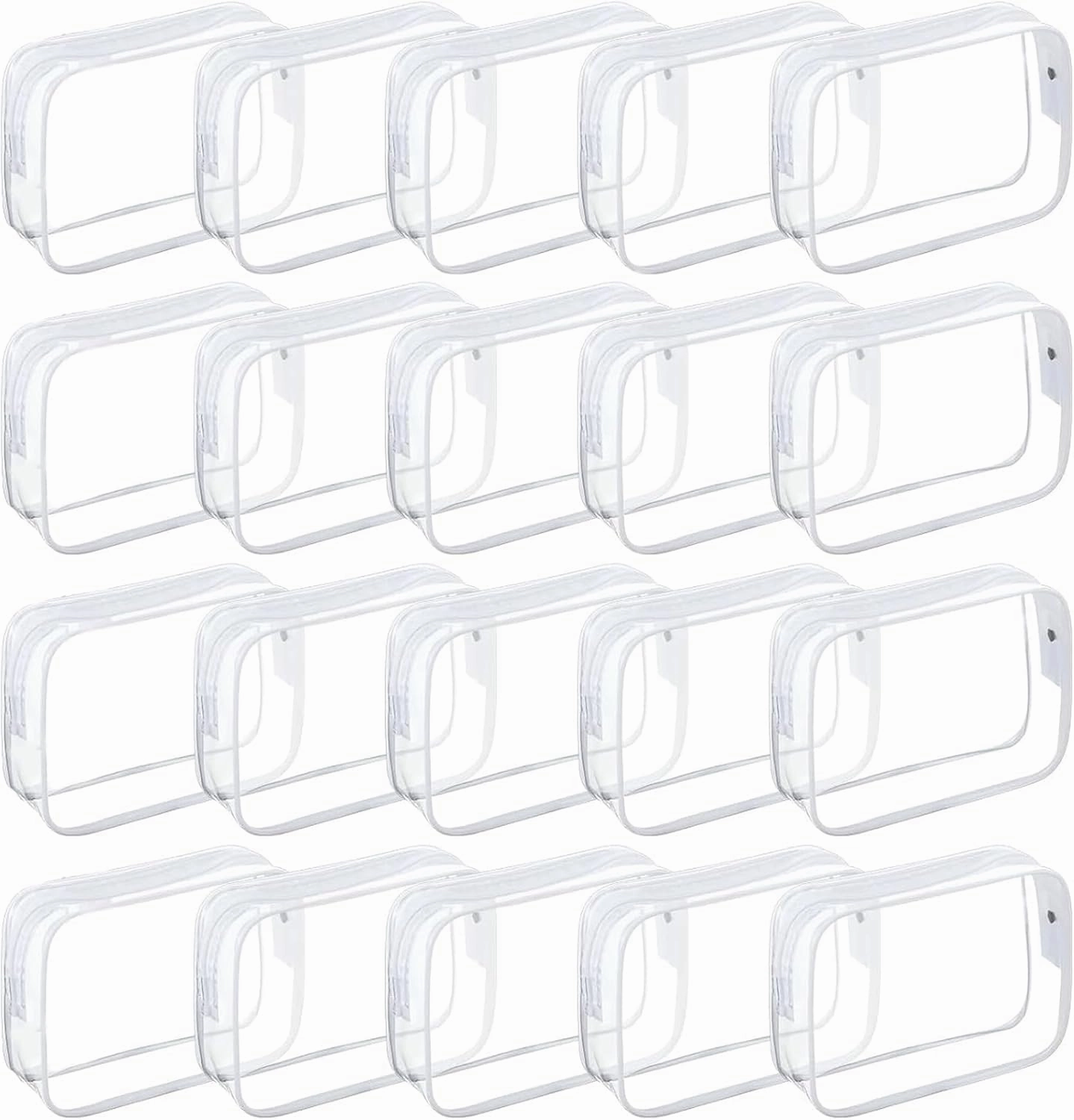 20 Packs Clear Cosmetics Bags for Women Men Waterproof Toiletry Bags PVC Makeup Bags Organizer Case with Zipper for Travel Bathroom (White)