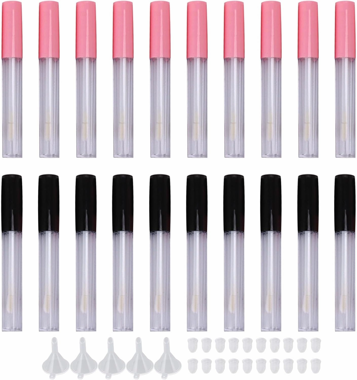 20pcs Clear Refillable Lip Gloss Tubes with Wand Brush | Leak Proof Mini Lip Balm Bottles for DIY Makeup/Travel | Sustainable Empty Containers for Lipstick & Gloss