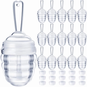 28 Pieces Honey Pots Shaped Lip Gloss Tube Empty Lip Gloss Containers Lip Balm Bottle Refillable Cute Lipstick Tubes with Wand for Women DIY Cosmetics(Clear)