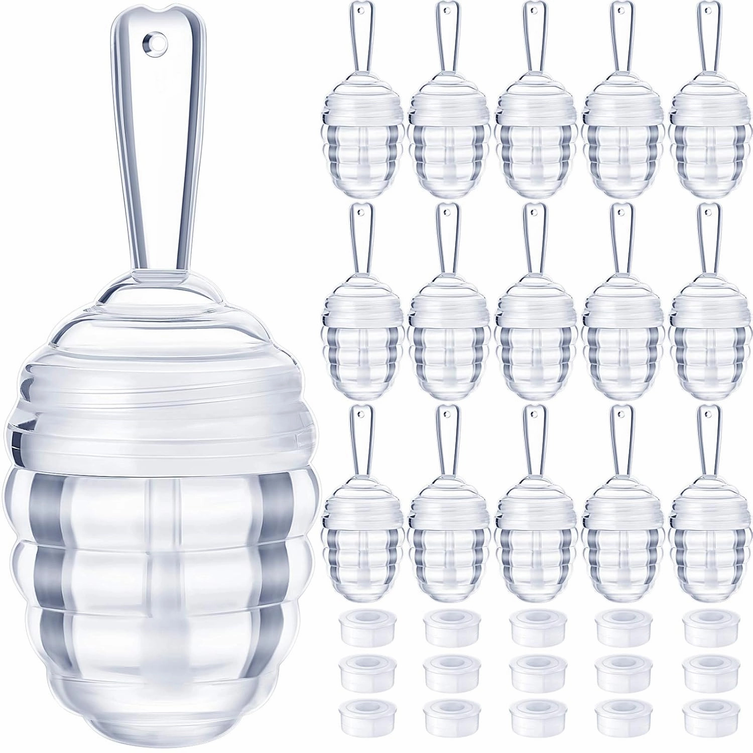 28 Pieces Honey Pots Shaped Lip Gloss Tube Empty Lip Gloss Containers Lip Balm Bottle Refillable Cute Lipstick Tubes with Wand for Women DIY Cosmetics(Clear)