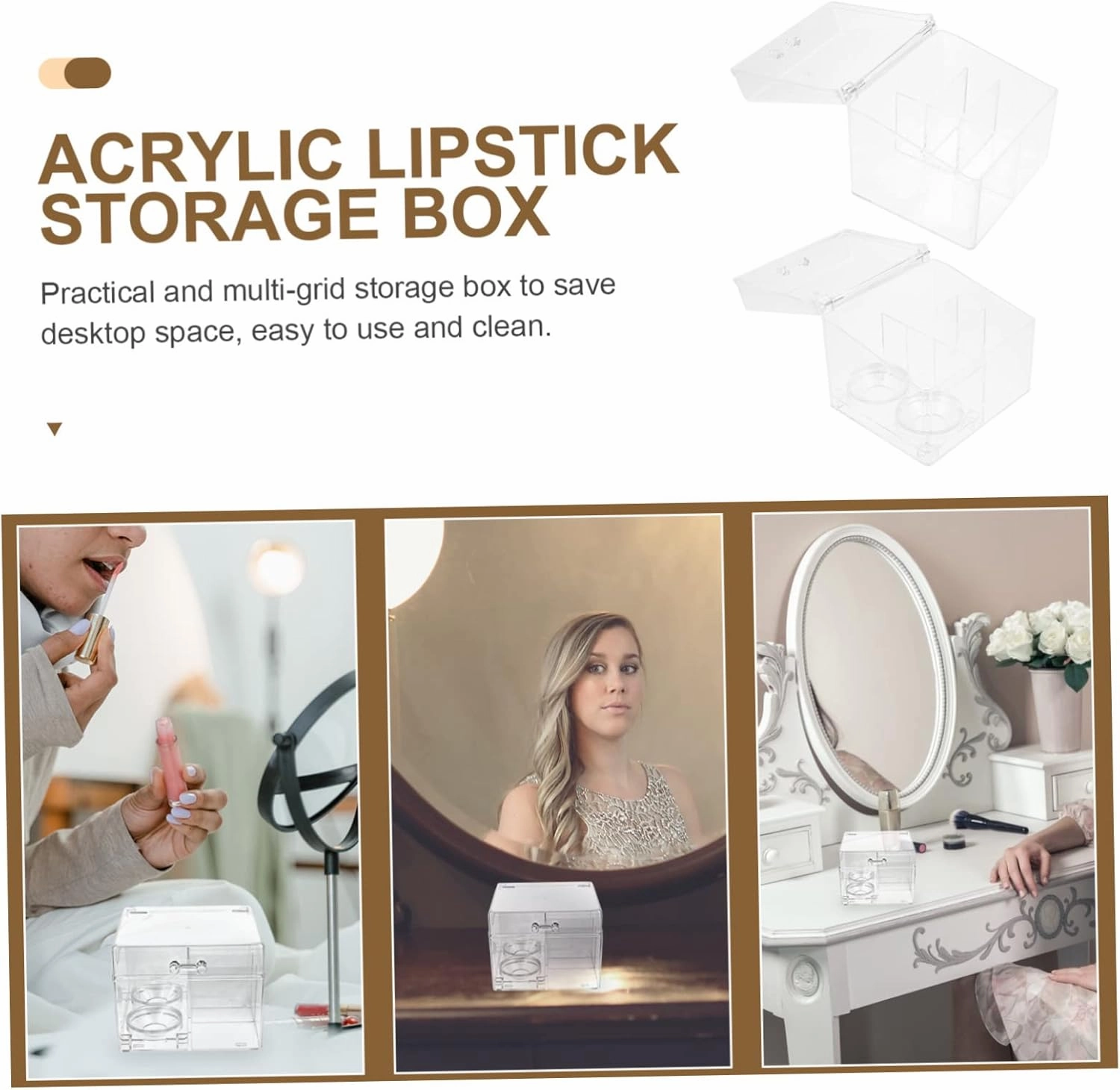 2Pcs Makeup Storage Box Makeup Lip Gloss Clear lipglosses Lipstick Organizer Tower Jewelry Organizer Tray Acrylic Cosmetics Organizer Cosmetic Rack Makeup Cotton Organizer