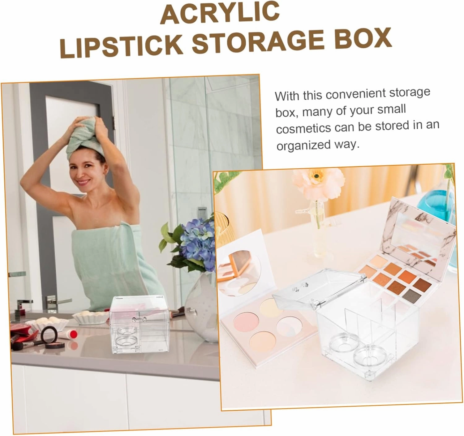 2Pcs Makeup Storage Box Makeup Lip Gloss Clear lipglosses Lipstick Organizer Tower Jewelry Organizer Tray Acrylic Cosmetics Organizer Cosmetic Rack Makeup Cotton Organizer