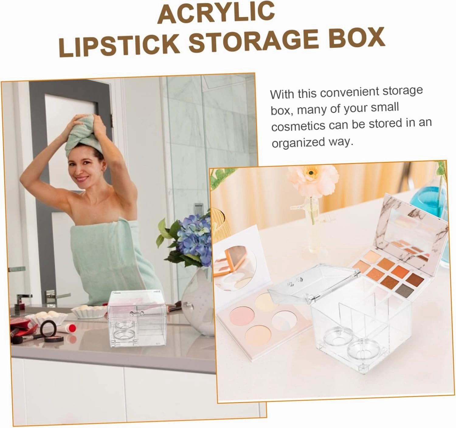 2Pcs Makeup Storage Box Makeup Lip Gloss Clear lipglosses Lipstick Organizer Tower Jewelry Organizer Tray Acrylic Cosmetics Organizer Cosmetic Rack Makeup Cotton Organizer