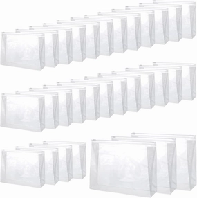 30 PCS Small Clear Makeup Bag, Mini PVC Waterproof Cosmetic Organizer Bags Portable Swimsuit Storage Bag Clear Organizer Pouches with Zipper for Women Men Travel Toiletry Vacation, 9.8" x 7.5"