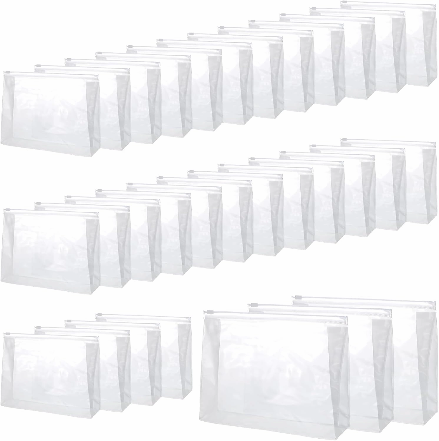 30 PCS Small Clear Makeup Bag, Mini PVC Waterproof Cosmetic Organizer Bags Portable Swimsuit Storage Bag Clear Organizer Pouches with Zipper for Women Men Travel Toiletry Vacation, 9.8" x 7.5"