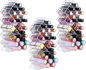 3 Pack Clear Lipstick Organier, Acrylic Lipstick Holder 28 Slots, Lip Gloss Organier, Stackable Fish Shape Lipstick Tower, Lipstick Display Case for Lipstick