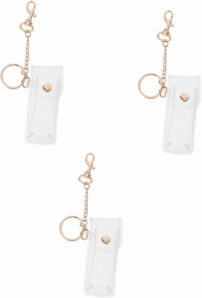 3pcs Lipstick Key Ring Car Key Ring Clear Lipstick Case Car Pendant Lipstick Cover Lipstick Ornament Car Key Holder Lip Gloss Keychain Handbag Hanging Keychain Trend Bag Pendant