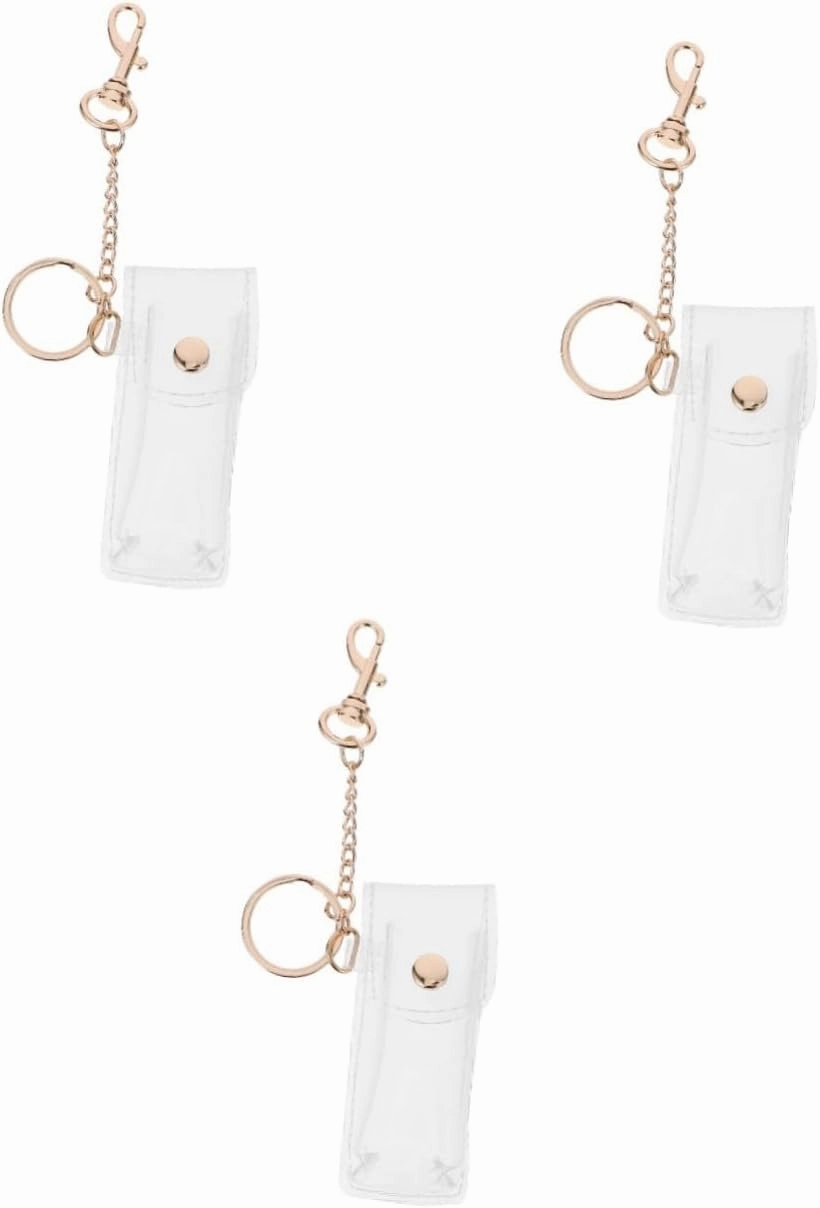 3pcs Lipstick Key Ring Car Key Ring Clear Lipstick Case Car Pendant Lipstick Cover Lipstick Ornament Car Key Holder Lip Gloss Keychain Handbag Hanging Keychain Trend Bag Pendant