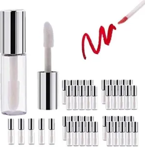 45Pcs Reusable Lipstick Bottle, 1.2 ML Lip Gloss Tube Empty Lip Gloss Tubes Container Clear Mini Empty Lip Balm Bottles Handmade Cosmetics Subdivision Bottles for Travel Use DIY Cosmetic Storage