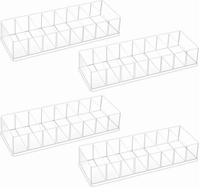 4 Pcs Acrylic Makeup Organizers, 8 Spaces Vanity Organizer, Acrylic Drawer Organizer, Lipstick Organizer, Drink Packet Organizer, Eyeshadow Palette Organizer, Countertop Makeup Organizer for Drawer