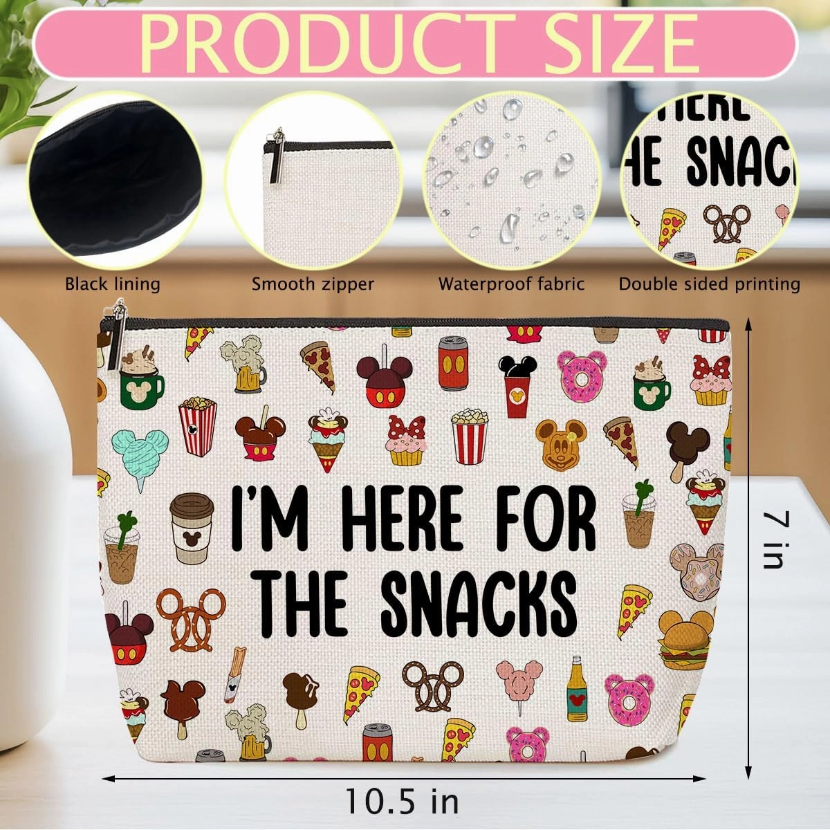 4PCS Cute Cartoon Print Makeup Bag Magic Cartoon Mouse Cosmetic Bag Cute Mouse Animal Lovers Gifts for Women Female Her Daughter Cousin Best Friend Bestie BFF Mothers Nurse Day Graduation Birthday