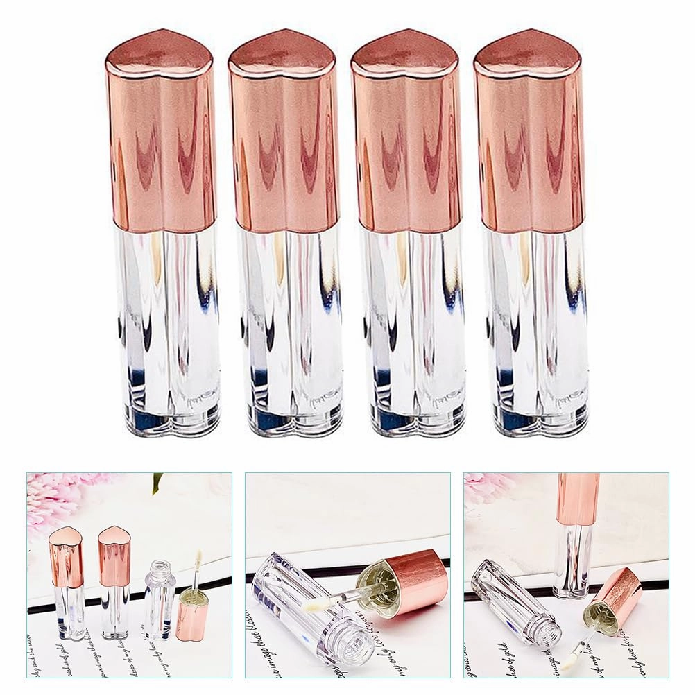 4pcs Empty Lip Gloss Tube Refillable Empty Lip Balm Gloss Containers Travel Bracket Plastic Cosmetic Containers for Women Girls DIY Makeup