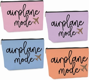 4PCS Pilot Gift Airplane Mode Makeup Bag flight attendant accessories flight attendant gifts airplane travel makeup bag Easter, Mother's Day, Nurses' Day, Christmas gifts for friends and sisters