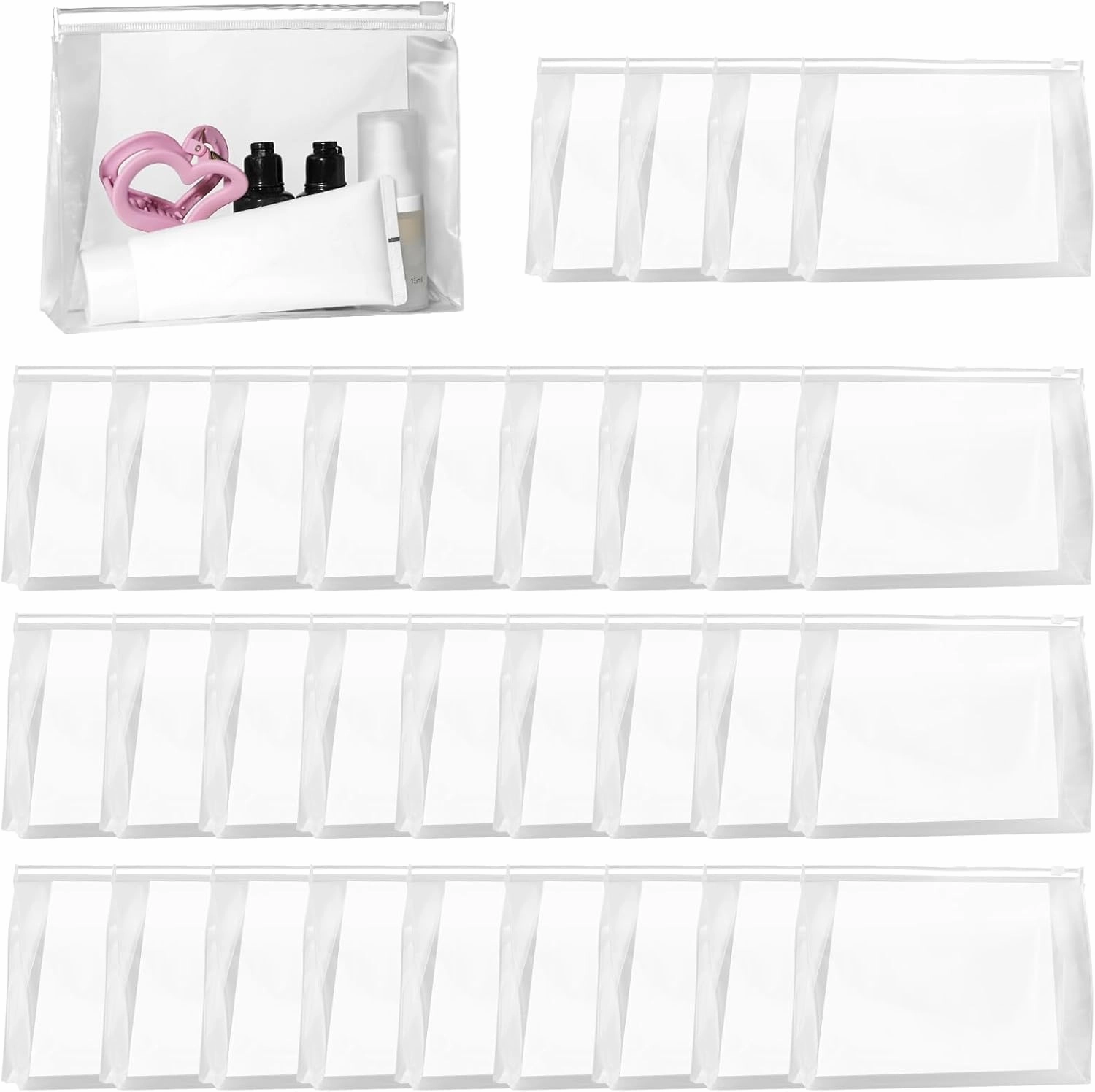 50 PCS Mini Clear Makeup Bag,Small Clear Zipper Pouch Travel Bag for Toiletries Plastic Cosmetic Organizer Waterproof，for Swimsuit Bikini Travel Vacation(8.6 x 6.8 x 2.2 Inch)