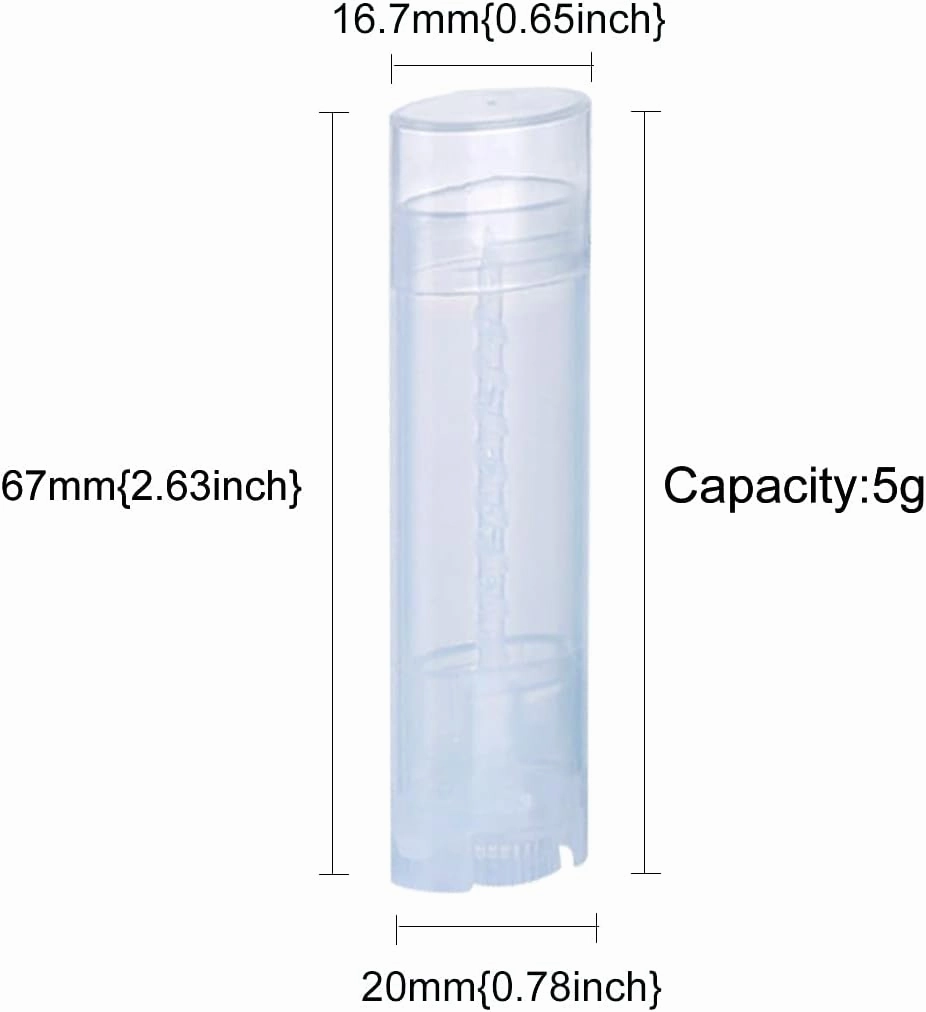 5ml Oval Lip Balm Tubes,100PCS Plastic Clear Empty Oval Oval Deodorant Containers Lip Gloss Container Holder With Caps