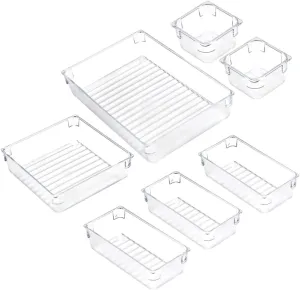 7-piece Jewelry Cosmetic Organizer Lids Storage Bins Compact Lightweight for Shop or Home