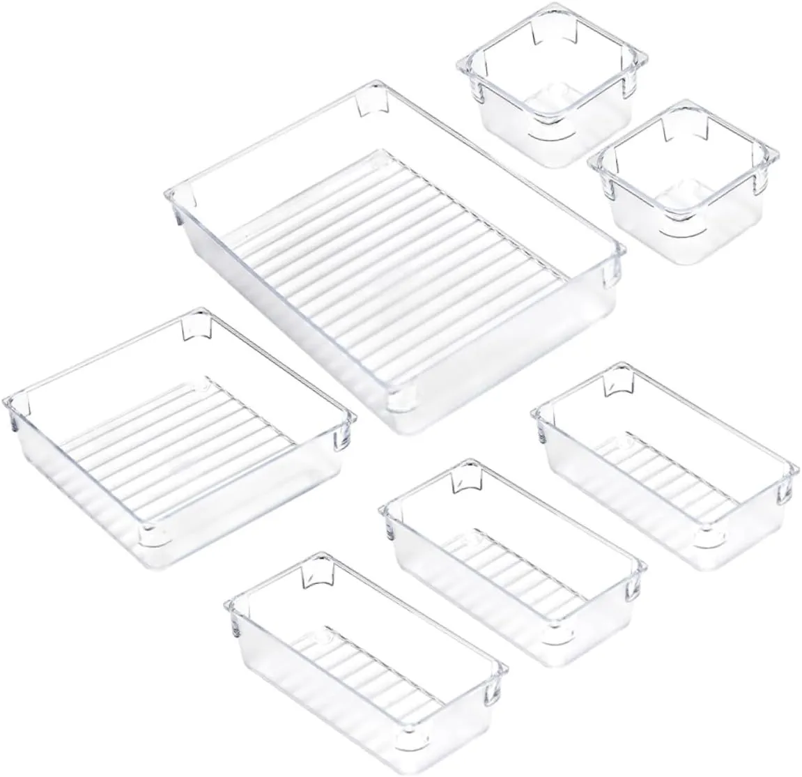 7-piece Jewelry Cosmetic Organizer Lids Storage Bins Compact Lightweight for Shop or Home