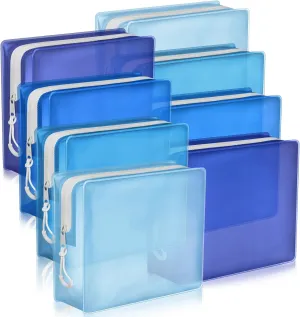 8 Pack TSA Approved Travel Toiletry Bags Frosted Translucent Leak-proof Cosmetic Makeup Bags for Women Men Travel Organizer Airport Security (Blue,8.5 x 6.3 x 2.9 Inch)