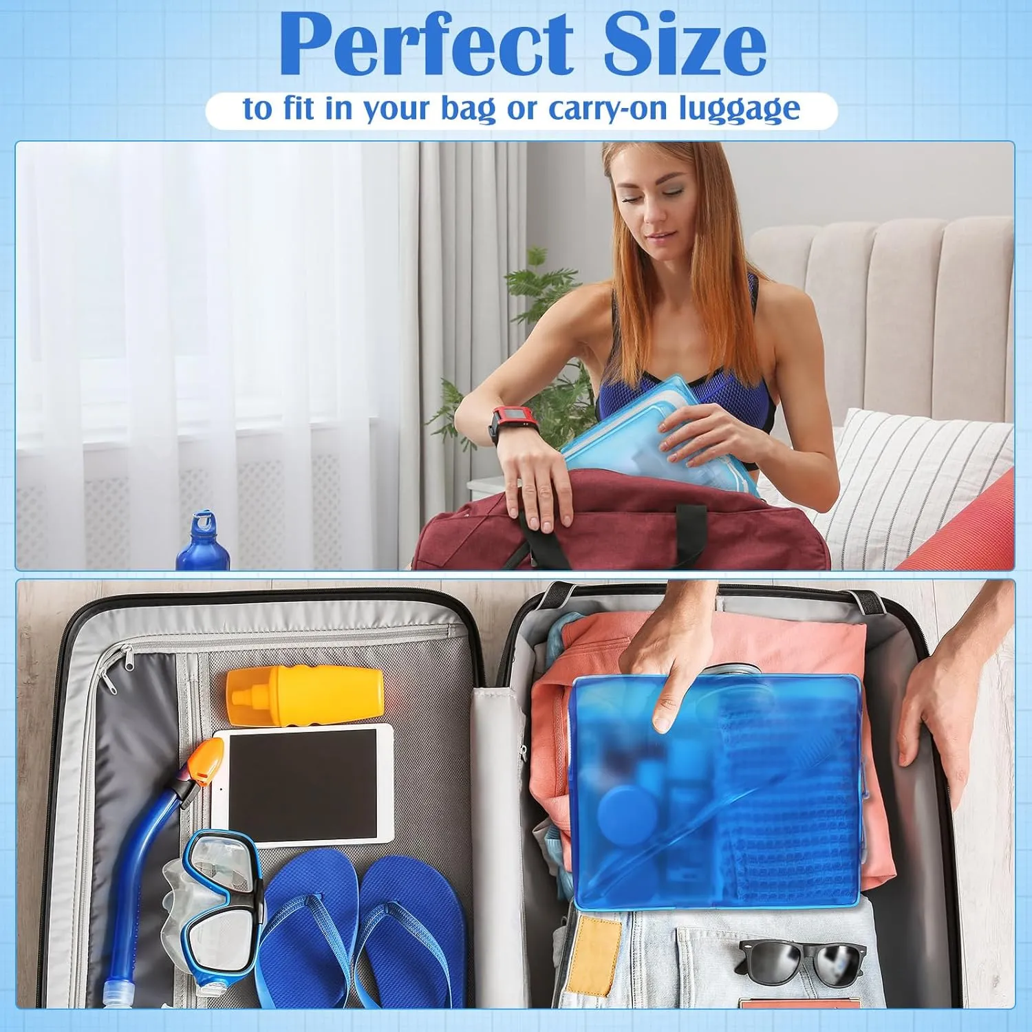 8 Pack TSA Approved Travel Toiletry Bags Frosted Translucent Leak-proof Cosmetic Makeup Bags for Women Men Travel Organizer Airport Security (Blue,8.5 x 6.3 x 2.9 Inch)