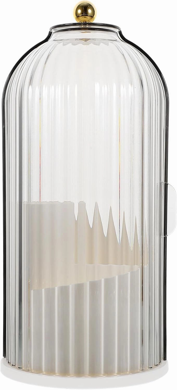 Alipis Modern Minimalist Rotating Makeup Brush Holder, 3-Compartment Cosmetics Storage Box, Transparent