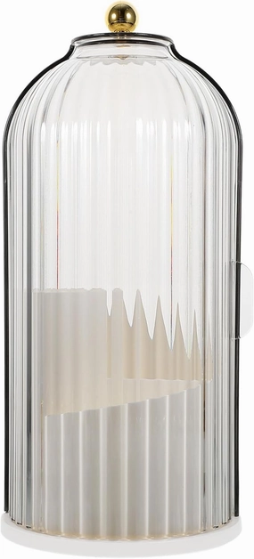 Alipis Modern Minimalist Rotating Makeup Brush Holder, 3-Compartment Cosmetics Storage Box, Transparent