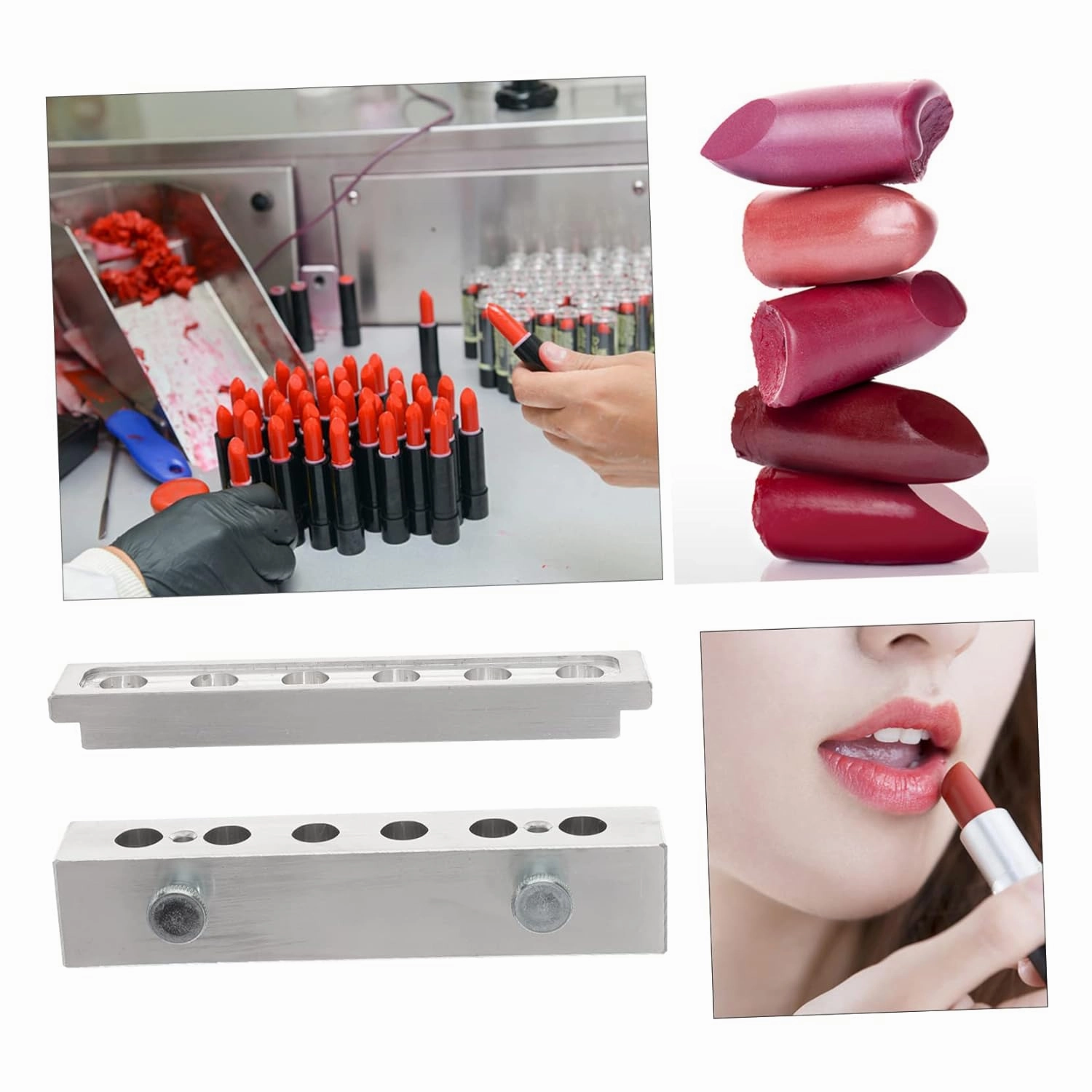Aluminum Alloy Lipstick Molding Kit Kit Diy Lipstick Making Supplies 6 Hole Lip Gloss Mold