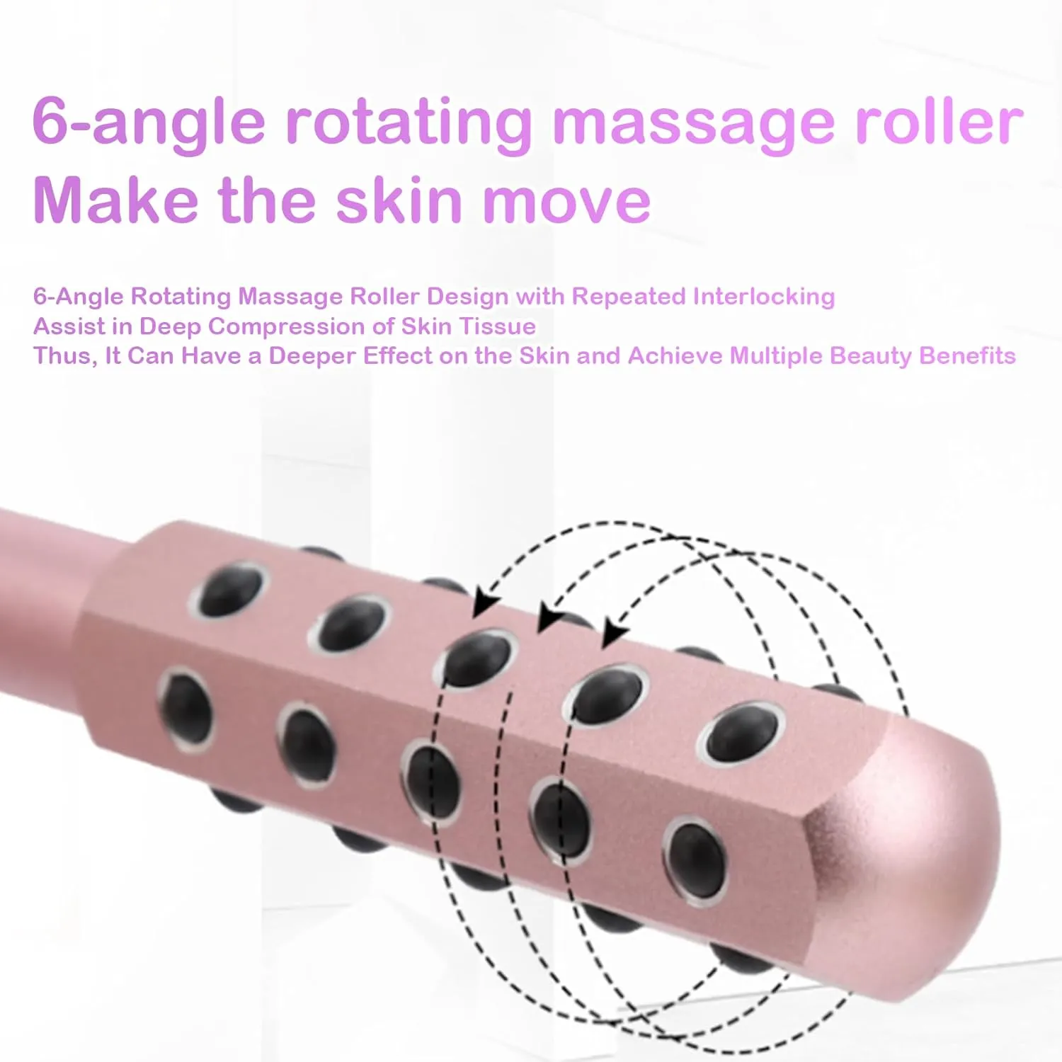Arrily Face Roller, Arrily Face Wand Roller, Arrily Beauty FaceRoller, Face Massage Roller Arrily, Germanium Stone FaceRoller for Up Lifting and Skin Care, Instant Results (Rose Gold)