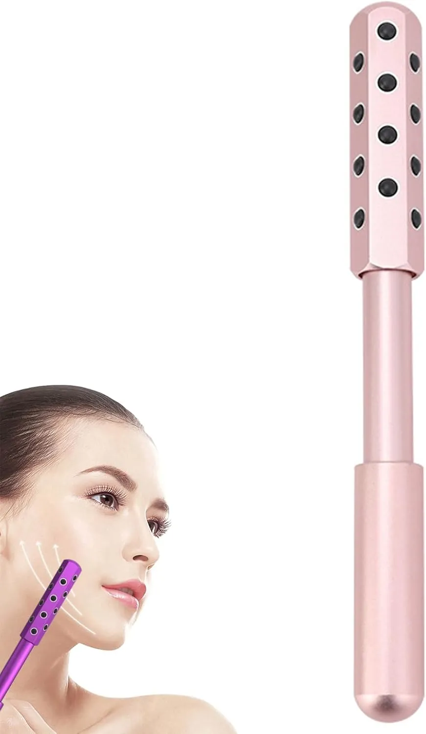 Arrily Face Roller, Arrily Face Wand Roller, Arrily Beauty FaceRoller, Face Massage Roller Arrily, Germanium Stone FaceRoller for Up Lifting and Skin Care, Instant Results (Rose Gold)