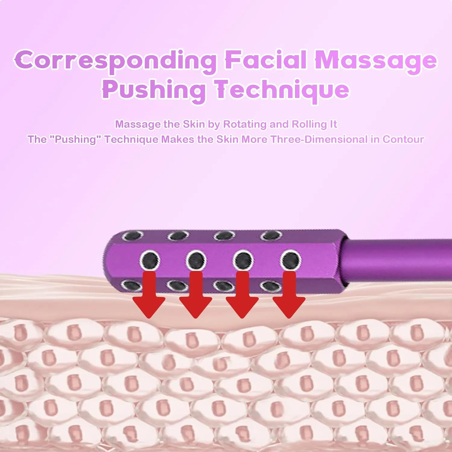 Arrily Face Roller, Arrily Face Wand Roller, Arrily Beauty FaceRoller, Face Massage Roller Arrily, Germanium Stone FaceRoller for Up Lifting and Skin Care, Instant Results (Rose Gold)