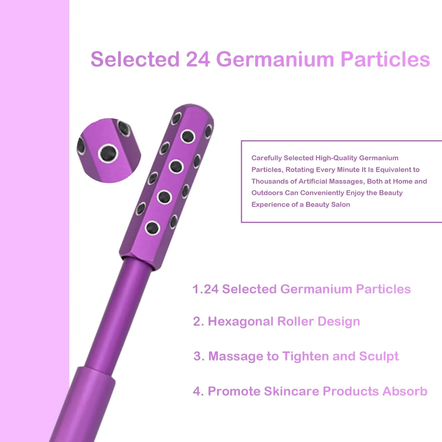 Arrily Face Roller, Arrily Face Wand Roller, Arrily Beauty FaceRoller, Face Massage Roller Arrily, Germanium Stone FaceRoller for Up Lifting and Skin Care, Instant Results (Rose Gold)