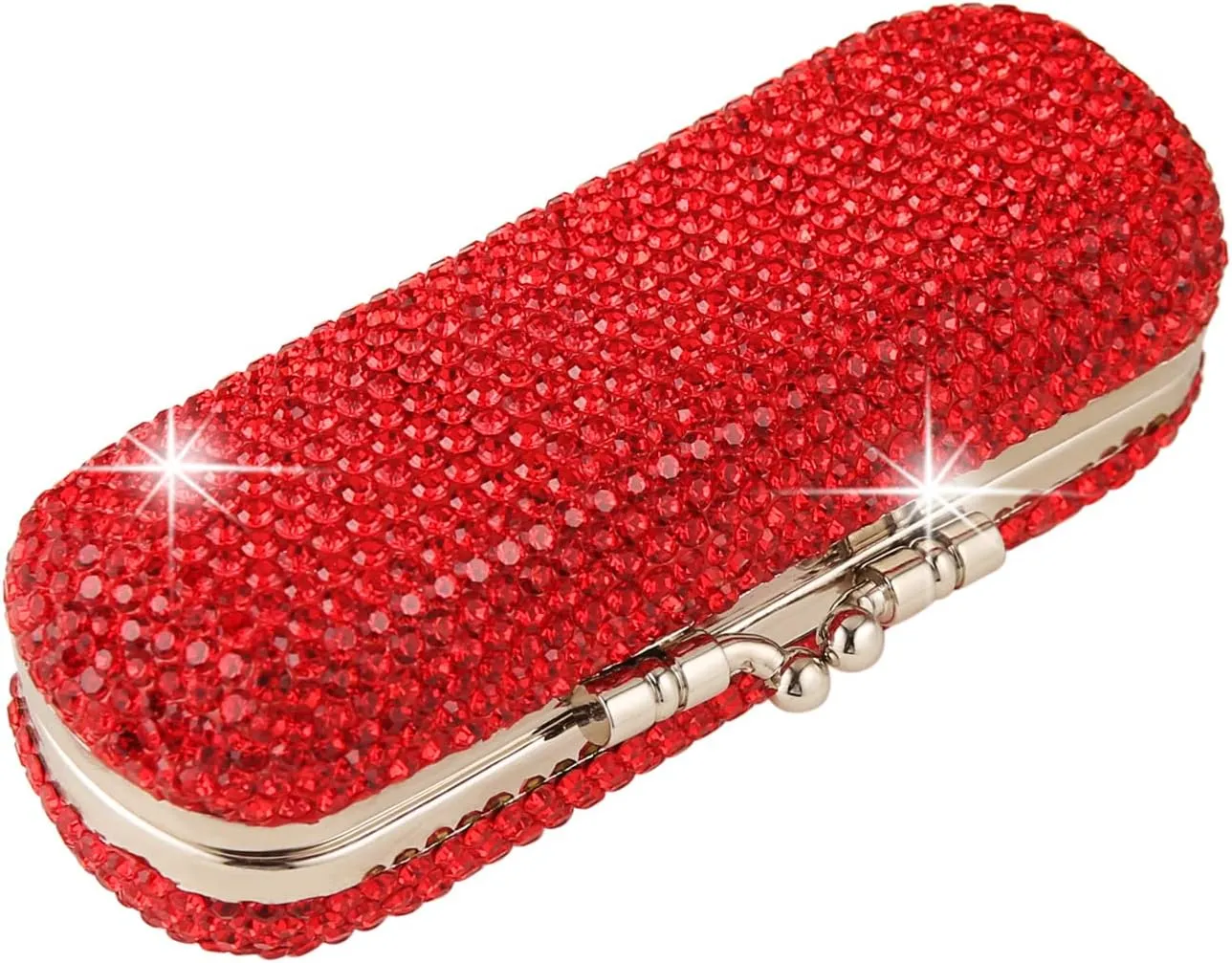 AsAlways Shiny Rhinestone Crystal Portable Lipstick Case with Mirror Portable Bling Diamonds Makeup Cosmetic Storage Holder for Travel Ladies Fashion