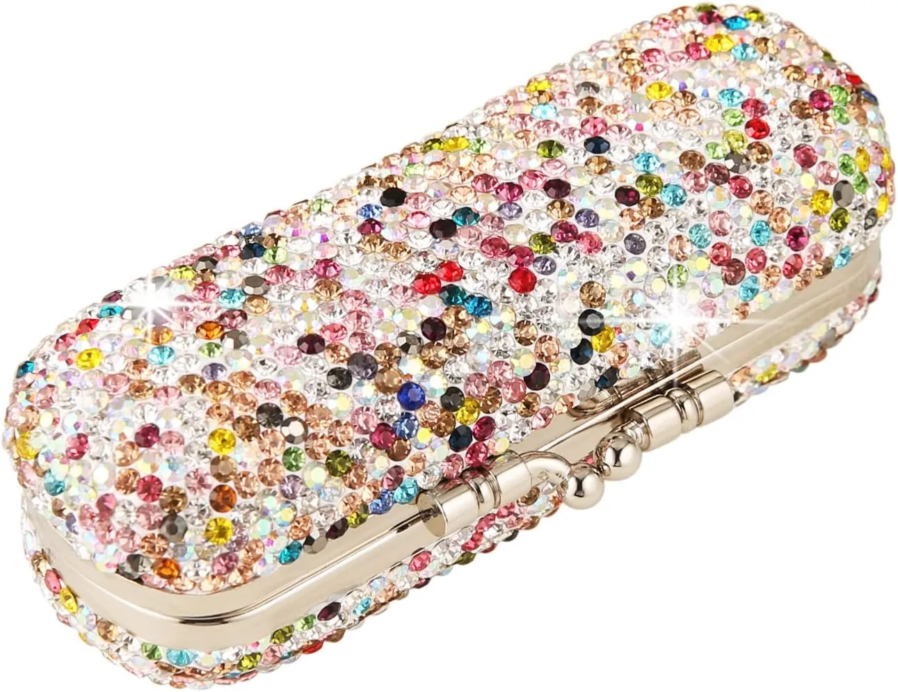 AsAlways Shiny Rhinestone Crystal Portable Lipstick Case with Mirror Portable Bling Diamonds Makeup Cosmetic Storage Holder for Travel Ladies Fashion