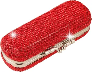 AsAlways Shiny Rhinestone Crystal Portable Lipstick Case with Mirror Portable Bling Diamonds Makeup Cosmetic Storage Holder for Travel Ladies Fashion