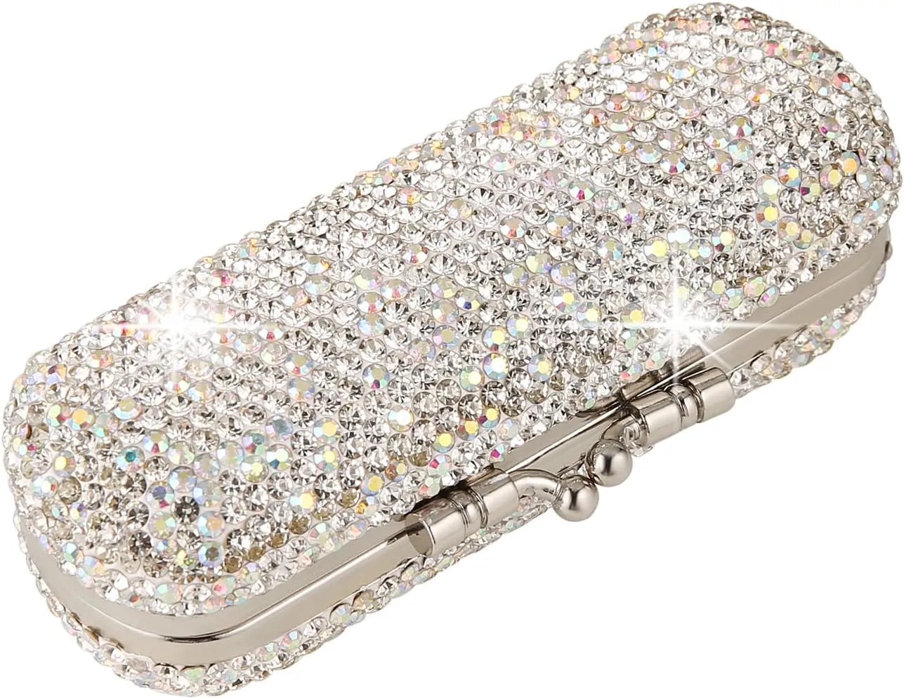 AsAlways Shiny Rhinestone Crystal Portable Lipstick Case with Mirror Portable Bling Diamonds Makeup Cosmetic Storage Holder for Travel Ladies Fashion