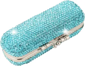 AsAlways Shiny Rhinestone Crystal Portable Lipstick Case with Mirror Portable Bling Diamonds Makeup Cosmetic Storage Holder for Travel Ladies Fashion
