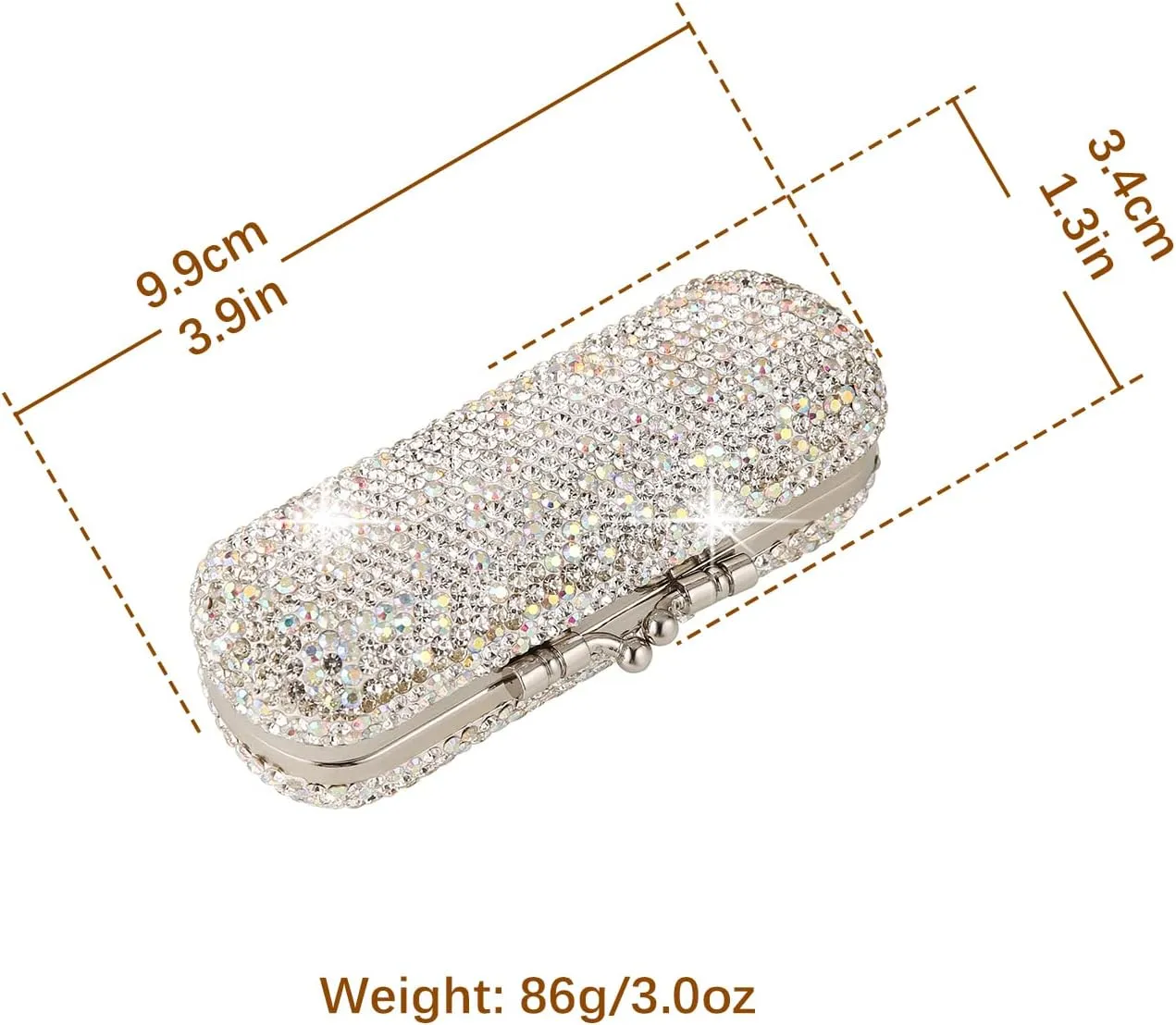 AsAlways Shiny Rhinestone Crystal Portable Lipstick Case with Mirror Portable Bling Diamonds Makeup Cosmetic Storage Holder for Travel Ladies Fashion