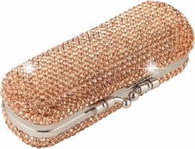 AsAlways Shiny Rhinestone Crystal Portable Lipstick Case with Mirror Portable Bling Diamonds Makeup Cosmetic Storage Holder for Travel Ladies Fashion
