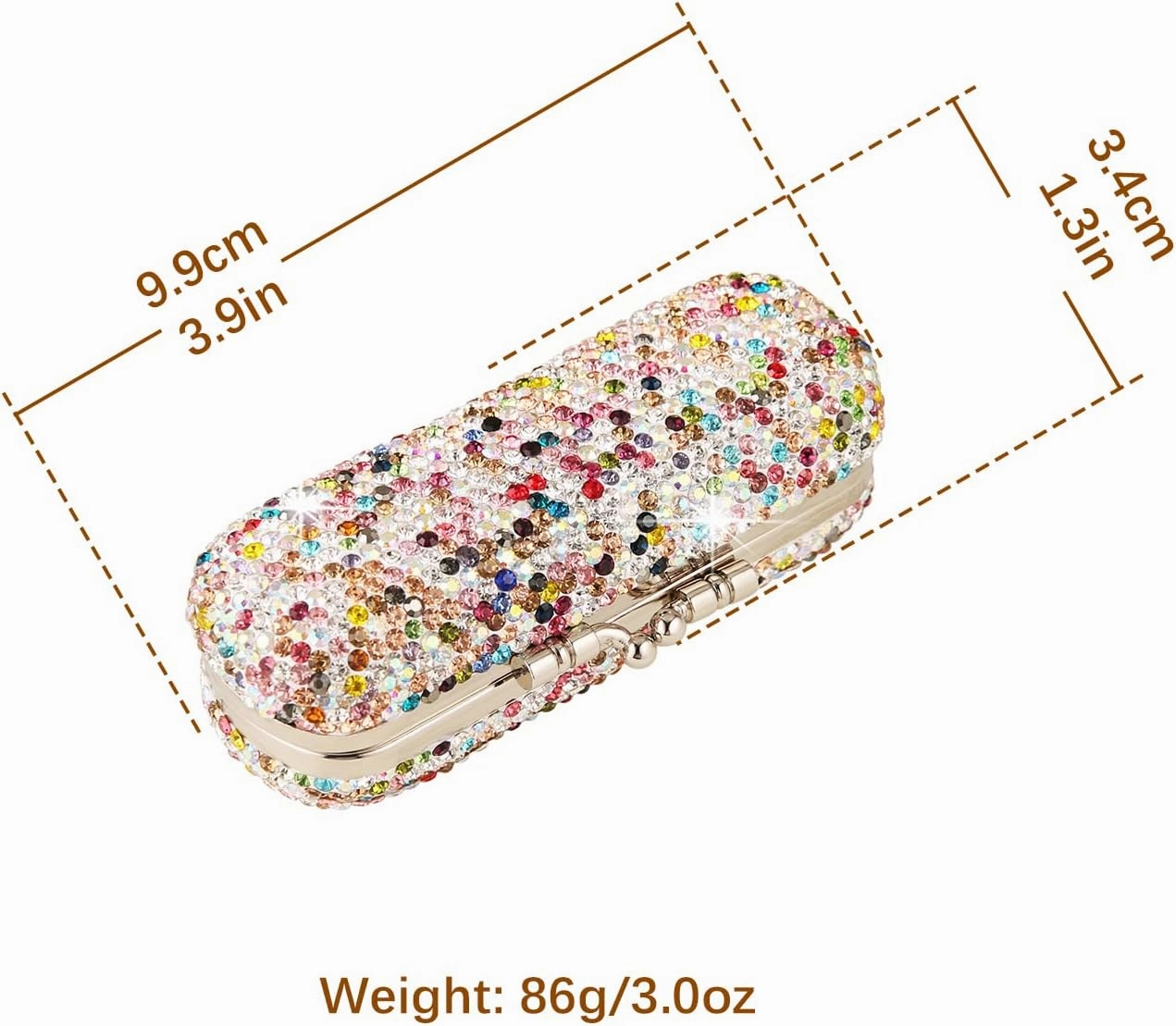 AsAlways Shiny Rhinestone Crystal Portable Lipstick Case with Mirror Portable Bling Diamonds Makeup Cosmetic Storage Holder for Travel Ladies Fashion