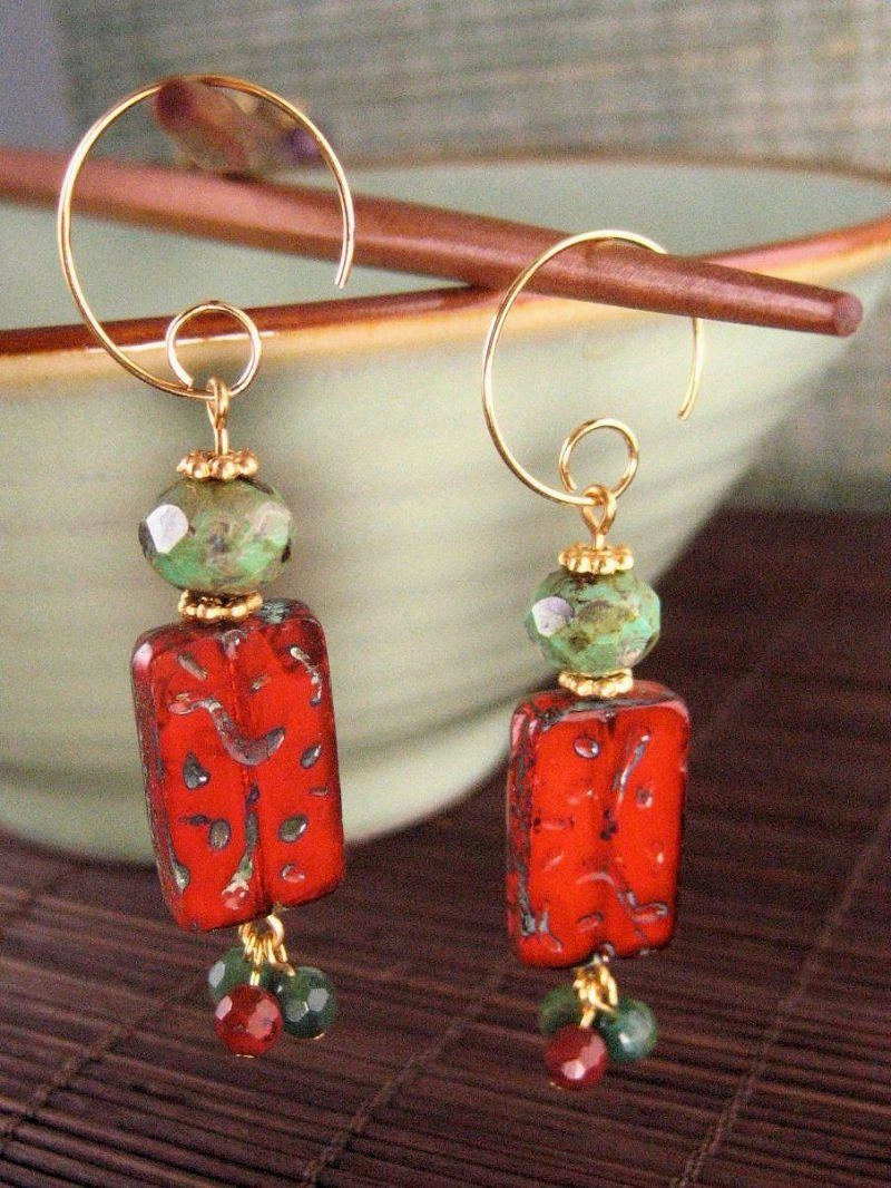 Bamboo Tile Earrings - Pick your color