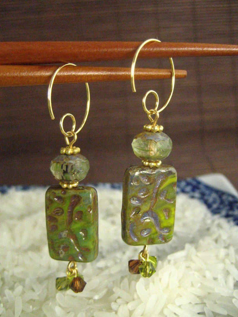 Bamboo Tile Earrings - Pick your color